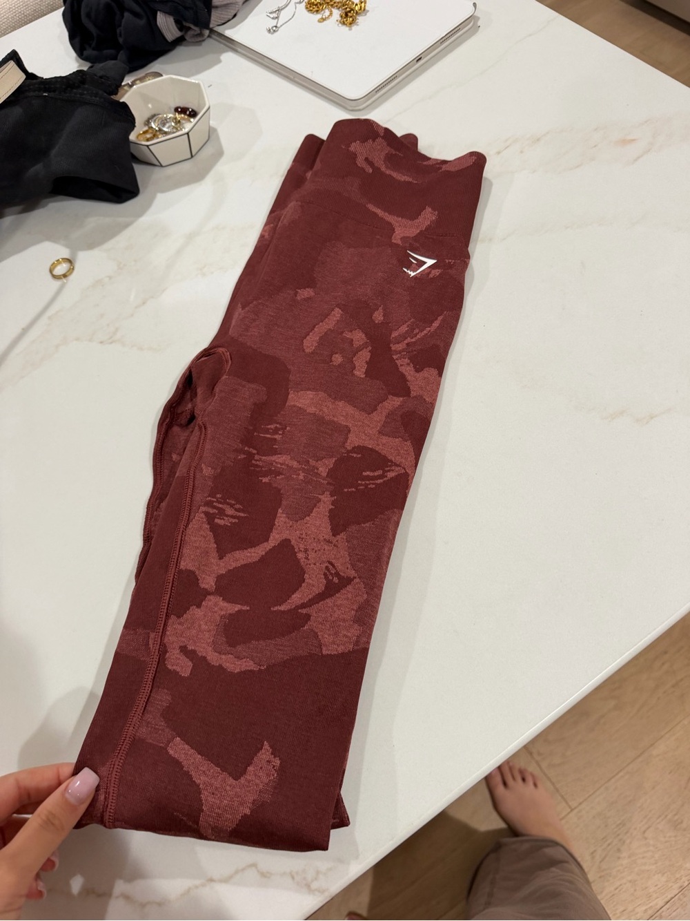Gymshark Burgundy Camo Seamless Leggings